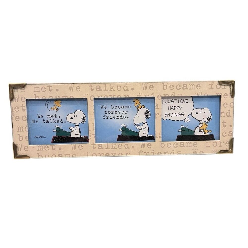 Hallmark Peanuts Snoopy & Woodstock Happy Endings Glass Framed Comic Strip